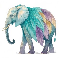 Canvas Print - Feather Elephant on a white background