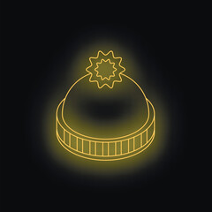 Poster - Neon yellow winter hat glowing on dark background, perfect for winter themed projects