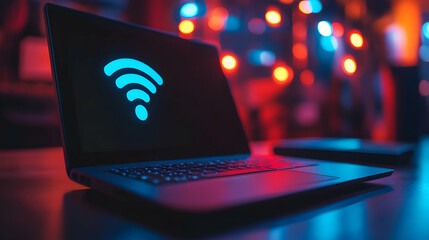 Poster - Laptop wifi signal night bokeh