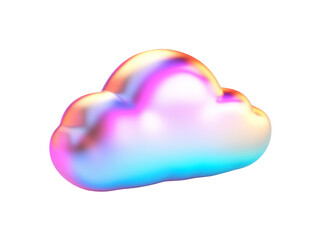 Poster - This image showcases a 3D rendered iridescent cloud with vibrant pastel colors against a black background.