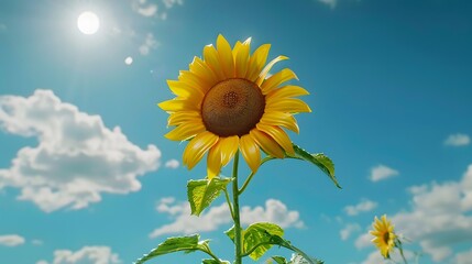 Wall Mural - sunflower reaching for the sun on a sunny day