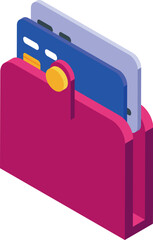 Poster - Pink wallet containing credit cards, symbolizing personal finance, secure transactions, and modern payment methods