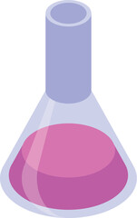Poster - Glass conical flask with pink chemical liquid used in laboratory for scientific research and experiment