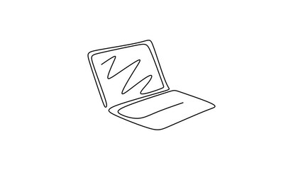 Fototapete - Laptop animation continuous single line drawing. notebook one line drawing for advertisement