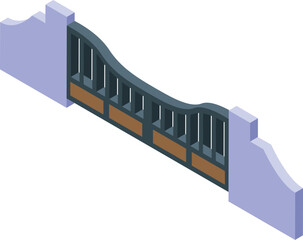 Poster - Isometric automatic gate closing house entrance with security system