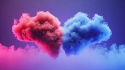 Wall Mural - Vibrant clouds collide in stunning display of red and blue hues, creating captivating visual effect. dynamic interaction evokes sense of energy and emotion