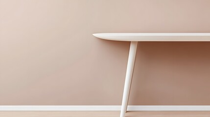 Sticker - Minimalist White Table Against Beige Wall Modern Interior Design