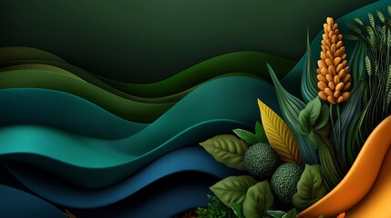 Wall Mural - Abstract Lush Community Garden Illustration