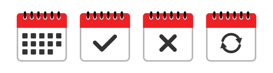 Poster - calendar icon set. calendar planner icons for app, website, ui. event organizer reminder signs. busi