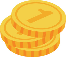 Poster - Number one is written on three gold coins stacked together, representing success, wealth, and achievement