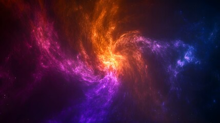 Wall Mural - Vibrant Cosmic Nebula Swirl Purple Orange Galaxy