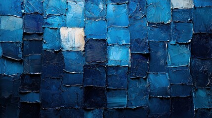 Poster - Vibrant Blue Cubic Background with Various Shades and Textures for Artistic and Creative Projects