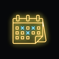 Poster - Neon yellow calendar showing crossed out days passing by on black background