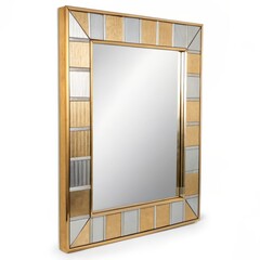 Sticker - Metallic Gold and Silver Mirror on a white background