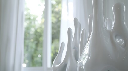 Poster - Abstract White Liquid Sculpture Near Window