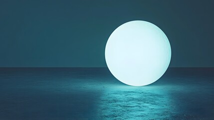 Wall Mural - Glowing Orb on Dark Teal Surface Abstract Background