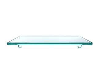 Aufkleber - The image shows a modern rectangular glass shelf with two small supports underneath, suitable for display or decor.