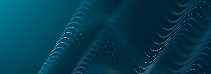 Leinwandbilder - Abstract digital connection dots. Technology background. Network connection structure. 3d rendering. widescreen