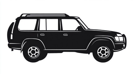 Leinwandbilder - Silhouette of an auto vehicle showcasing a side view with distinct features and contours for design purposes. Generative AI