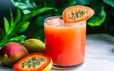 Sticker - Refreshing Passion Fruit Juice Drink with Tropical Fruits