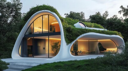 Wall Mural - Modern Green Roof House Architectural Design