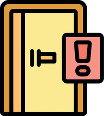 Poster - Warning sign on a closed door indicating a private room, security alert, quarantine or do not disturb