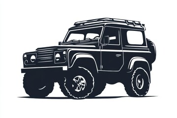 Aufkleber - Silhouette of an auto vehicle in black with rugged features and off road tires suitable for various terrains. Generative AI