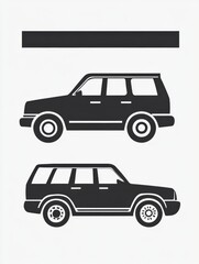 Poster - Silhouette style auto vehicle icons representing two distinct SUV designs on a clean background. Generative AI