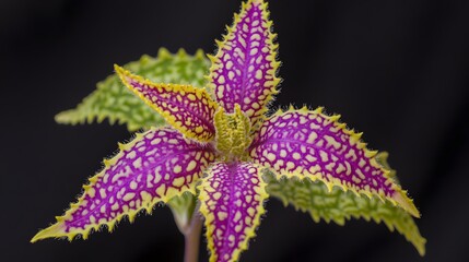 Sticker - Vibrant Purple Yellow Spotted Plant Closeup Macro Photography