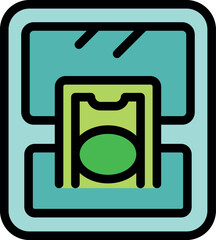 Poster - Atm cash withdraw presenting banknote icon vector illustration design graphic
