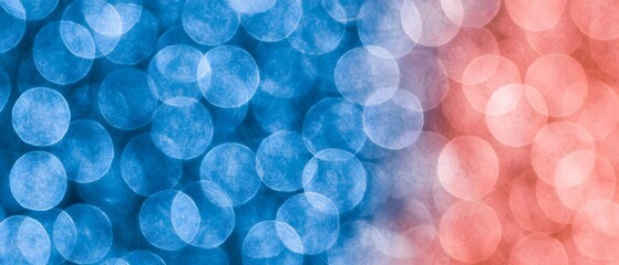 Wall Mural - Abstract Blue and Coral Bokeh Background Circles