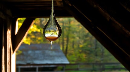 Wall Mural - Autumnal Landscape Reflected in Glass Teardrop