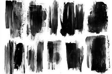 Poster - Black and white brush strokes arranged in a creative pattern for artistic expressions and design projects