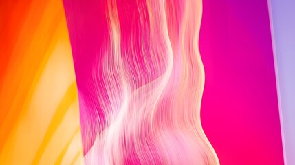 Wall Mural - Abstract Pink Orange Wave Lines Background, Vibrant Gradient Flowing Texture