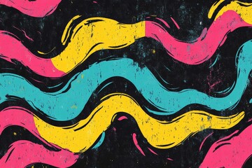 Aufkleber - Vibrant abstract waves in bright colors with a dark background create dynamic visual interest in a modern design