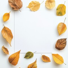 Leinwandbilder - Empty space surrounded by colorful autumn leaves suitable for adding text or messages in a creative and seasonal manner. Generative AI