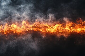 Poster - Flames dance amidst swirling smoke in a dramatic display of fire and heat at night