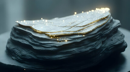 Poster - Glowing layered rock formation, studio shot