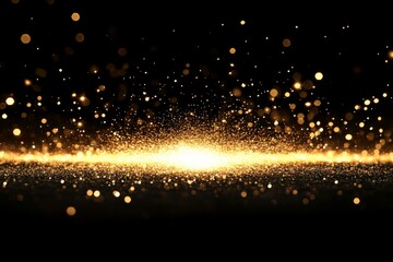 Poster - Sparkling golden particles creating a mesmerizing effect in a dark environment during a festive occasion