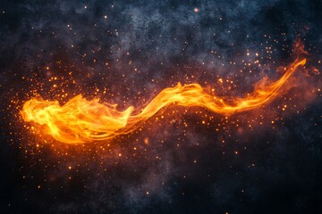 Aufkleber - Vibrant flame swirling through dark space in dynamic motion with glowing sparks