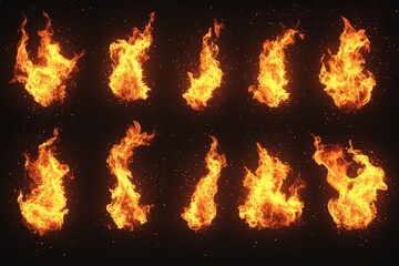Poster - Vibrant flames dancing with energy in a dark setting, showcasing their dynamic forms and movement