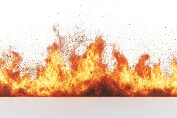 Aufkleber - Flames flicker and dance creating an intense display of fire on a white background