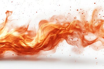 Dynamic orange flames dance against a light background with vivid splashes of color for dramatic effect