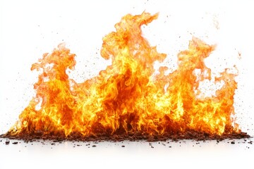 Poster - Vibrant flames dancing upwards, showcasing dynamic movement and intense heat in a darkened backdrop of chaos