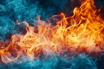 Poster - Dynamic fire and smoke blend showcasing vibrant colors in a surreal abstract composition