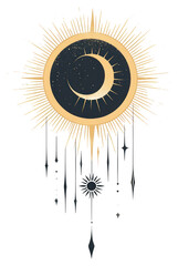 Wall Mural - png vector outline sun moon illustration art architecture.