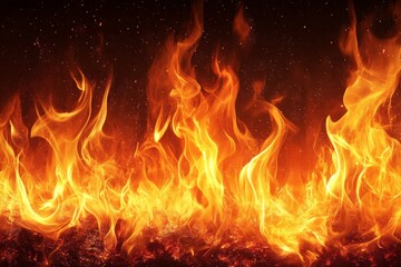 Poster - Vivid flames dancing against a dark backdrop, creating a mesmerizing display of heat and light