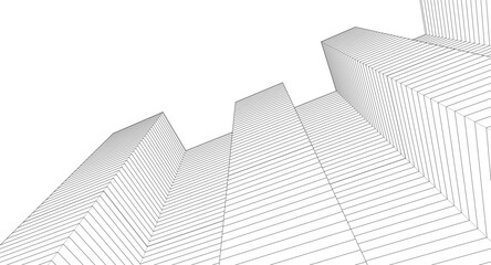 Poster - abstract geometric houses 3d rendering