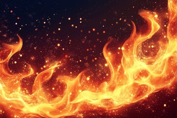 Fototapete - Bright flames dance and flicker against a dark backdrop during a vibrant display of fire energy