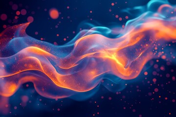 Aufkleber - Colorful abstract wave of swirling smoke and glowing particles in a dark background